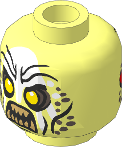 Minifig Head with LOTR Uruk-Hai Scowl and White Hand 2-Sided Pattern (Hollow Stud)