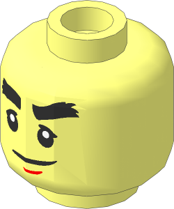 Minifig Head with Black Bushy Eyebrows, Smile / Angry 2-Sided Pattern