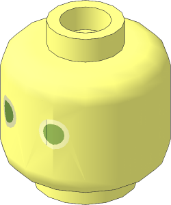 Minifig Head with SW Jawa, Yellow Eyes with Orange Rim Pattern