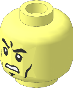 Minifig Head with Black Eyebrows, White Pupils, Dark Nougat Cheek Lines and Dimple and Grimacing Pattern