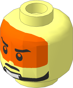 Minifig Head with SW Stern Black Eyebrows, Pupils and Orange Visor Pattern
