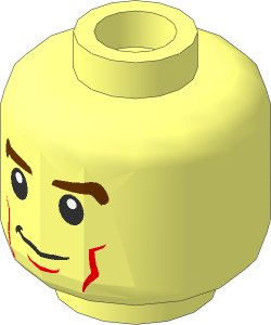 Minifig Head with Brown Eyebrows, Nougat Cheek Lines, Smile / Smile with Teeth 2-Sided Pattern