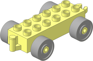 Duplo Car Base  2 x  6 with Bottom Tube, with Light Bluish Grey Wheels with Fake Bolts