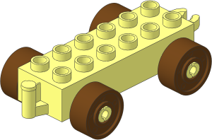 Duplo Car Base  2 x  6 with Bottom Tube, with Medium Azure Wheels with Fake Bolts