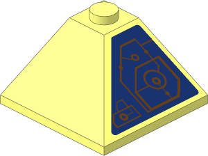 Slope Brick 33  3 x  3 Double Convex with Medium Azure Schematic Circles and Lines - Left Angle Sticker