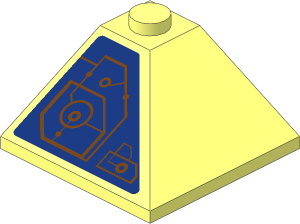 Slope Brick 33  3 x  3 Double Convex with Medium Azure Schematic Circles and Lines - Right Angle Sticker