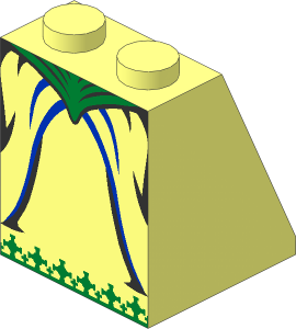 Slope Brick 65  2 x  2 x  2 with Centre Tube with Gold Waist and Bottom Trim Pattern