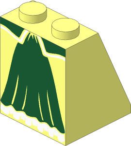 Slope Brick 65  2 x  2 x  2 with Tube and DarkGreen Dress Patt.