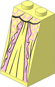 Slope Brick 75  2 x  2 x  3 with Solid Studs and Shiny Pink Dress with Spots Pattern