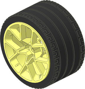 Wheel Rim 42 x 62 with 10 Spokes and  3 Pins with Tyre 44/ 22 x 62 ZR