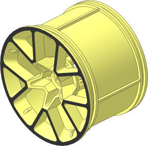 Wheel Rim 42 x 62 with 10 Spokes and  3 Pins with Silver Outline Pattern