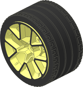Wheel Rim 42 x 62 with 10 Spokes and  3 Pins with Silver Outline Pattern with Tyre 44/ 22 x 62 ZR