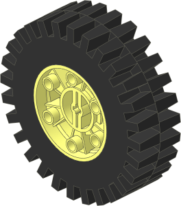 Wheel 24 x 43 Technic with Tyre 24/ 80 x 43 Offset Tread