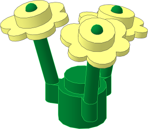 Plant Flower Stem Green with Three Flowers with 6 Petals Centre Upwards