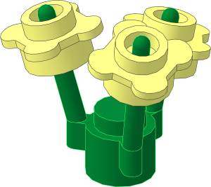 Plant Flower Stem Green with Three Flowers with 4 Petals