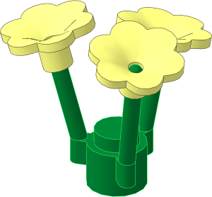 Plant Flower Stem Green with Three Flowers with  6 Rounded Petals
