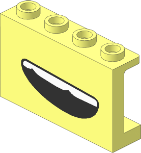 Panel  1 x  4 x  2 with Hollow Studs with Open Smile and Teeth Pattern