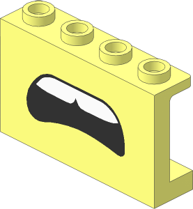 Panel  1 x  4 x  2 with Hollow Studs with Open Confused Mouth and Teeth Pattern