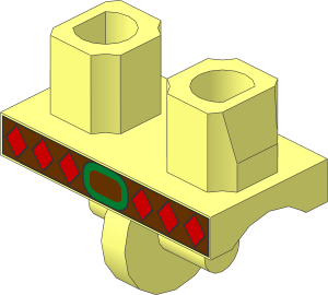 Minifig Hips with Leather Belt and Red Diamonds Pattern