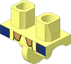 Minifig Hips with Dark Blue Coattails and Dark Tan Vest Tails Pattern