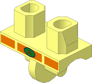 Minifig Hips with Dark Orange Belt and Metallic Gold Buckle with Cow Skull Pattern
