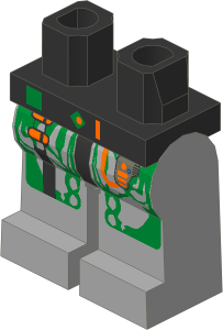 ~Minifig Hips and Legs with Orange Cable Pattern (Obsolete)