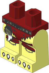 ~Minifig Hips and Legs with Dark Grey Belt, Dark Red Loincloth, White Claws, Fur Tail Pattern (Obsolete)