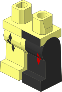 ~Minifig Hips and Legs with Harlequin Red/Black Pattern (Obsolete)