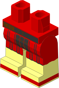 ~Minifig Hips and Legs with Red Roman Tunic and Belt Pattern (Obsolete)