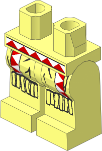 ~Minifig Hips and Legs with Red/White Triangles, Fringe Pattern (Obsolete)