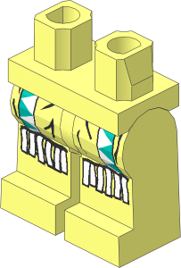 ~Minifig Hips and Legs with Dark Turquoise/White Triangles, White Fringe Pattern (Obsolete)