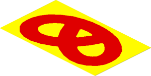 Sticker  2.3 x  3.9 with Red Pretzel on Yellow Background