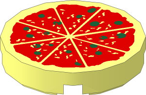 Tile  2 x  2 Round with Round Underside Stud with Pizza Pattern