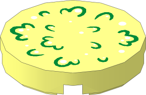 Tile  2 x  2 Round with Round Underside Stud with Green Foliage Pattern