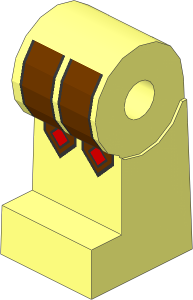 ~Minifig Leg Right with Leather Straps and Red Diamonds Pattern (Obsolete)