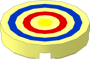 Tile  2 x  2 Round with Round Underside Stud with Archery Target Pattern
