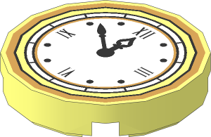 Tile  2 x  2 Round with Round Underside Stud with Clock and Roman Numerals Pattern