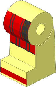 ~Minifig Leg Right with Red Roman Tunic and Belt Pattern (Obsolete)