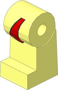 ~Minifig Leg Right with Red Coattail Pattern (Obsolete)