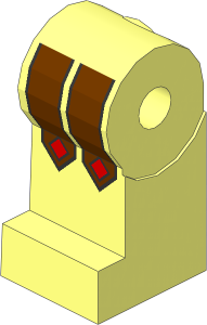 ~Minifig Leg Right with Leather Straps (Red Studs) Pattern (Obsolete)