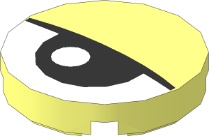 Tile  2 x  2 Round with Round Underside Stud with Eye and Eyelid Pattern
