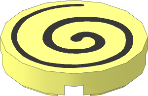 Tile  2 x  2 Round with Black Spiral Pattern
