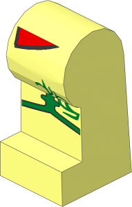 ~Minifig Leg Left with Shirttails, Gold Band and Fleur de Lis Pattern (Obsolete)