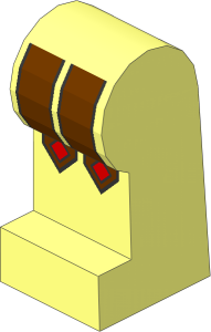 ~Minifig Leg Left with Leather Straps and Red Diamonds Pattern (Obsolete)