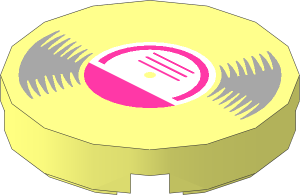 Tile  2 x  2 Round with Vinyl Record and Magenta Label Pattern