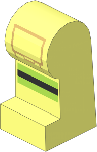 ~Minifig Leg Left with Reflective Stripes and Tan Pocket Outline Pattern (Obsolete)