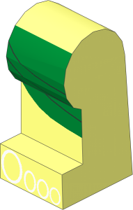 ~Minifig Leg Left with Green Kilt and Toes Pattern (Obsolete)