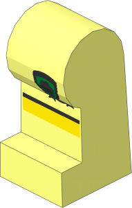 ~Minifig Leg Left with Shorts with Black Line and Lion Crest Pattern (Obsolete)