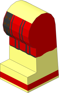 ~Minifig Leg Left with Red Roman Tunic and Belt Pattern (Obsolete)