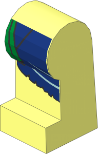 ~Minifig Leg Left with DarkBlue and Gold Loincloth Pattern (Obsolete)